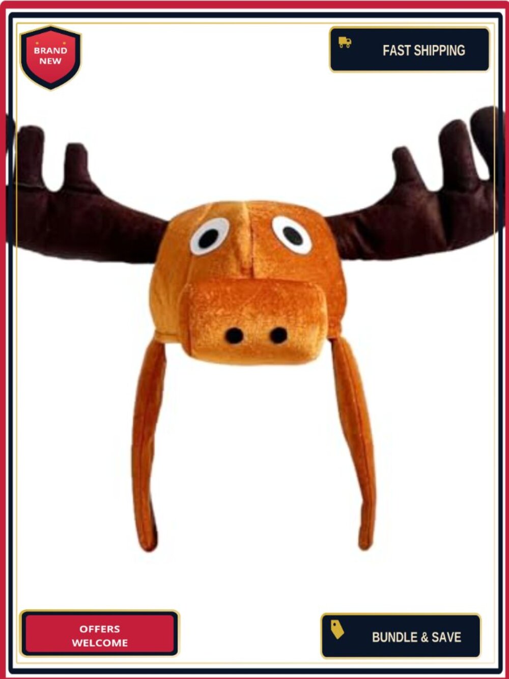 Funny 3D Moose Earflap Trapper Hat Plush Cosplay Costume